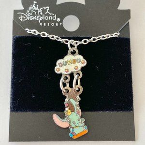 Vintage Disney Dumbo Elephant Charm Necklace 18" Disneyana Disneyland Stamped